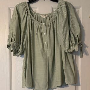Green Striped Women's Top with sleeve bows